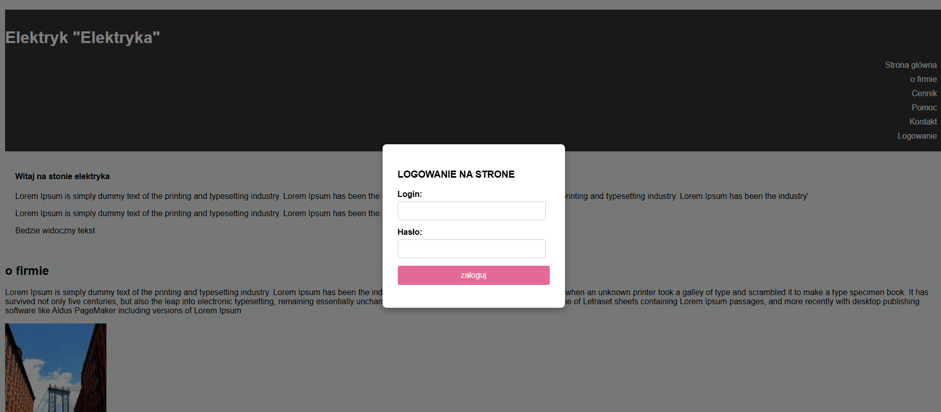Strona+logowanie