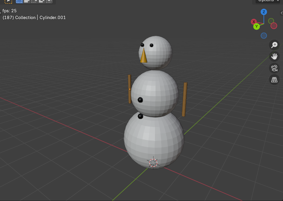 Blender+chat GPT (eksperyment z bałwankiem)
