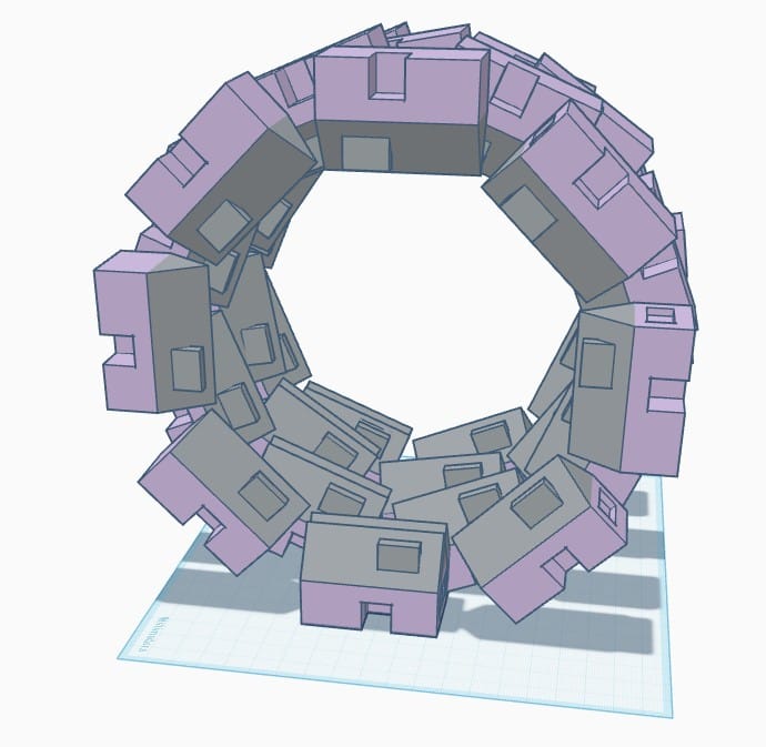 Psyhodeliczne osiedle - pierwszy projekt w Tinker Cad