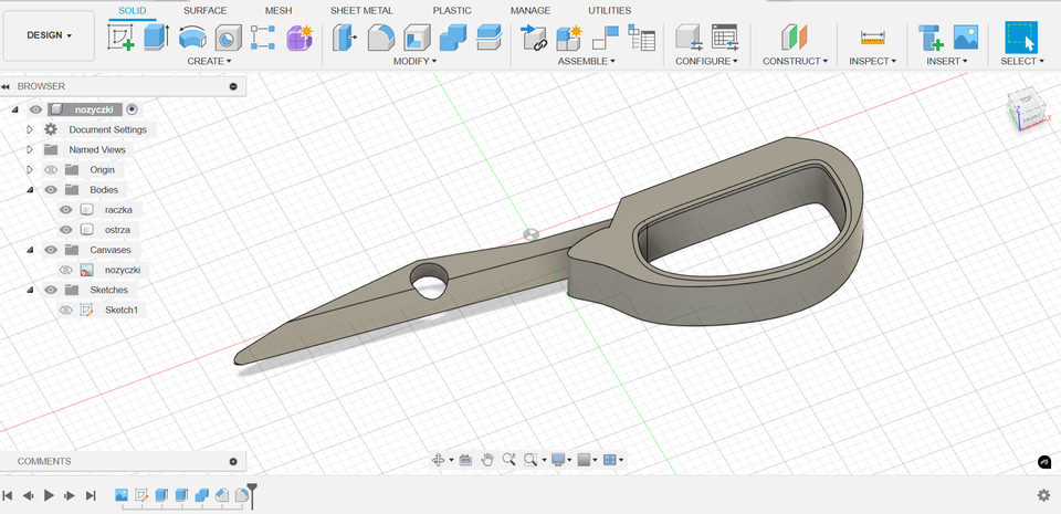 Szkicowanie w programie Fusion 31.07 - nożyczki