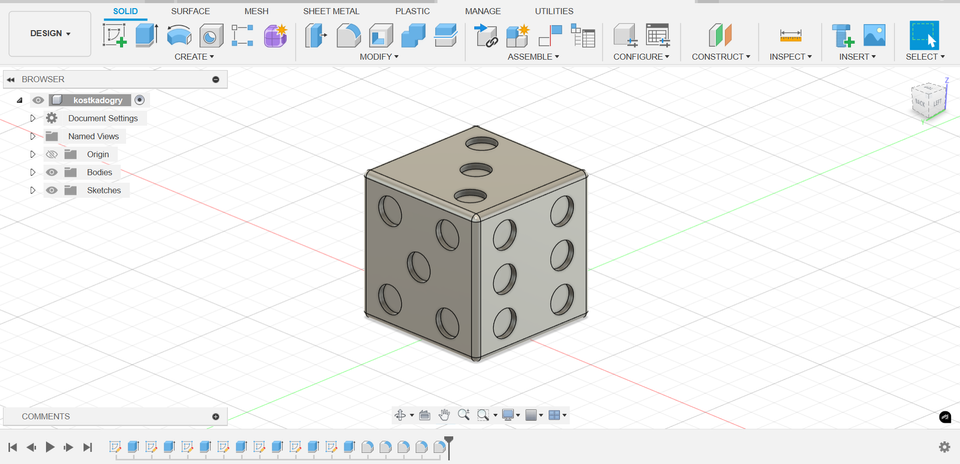 Szkicowanie w programie Fusion 31.07 - kostka do gry
