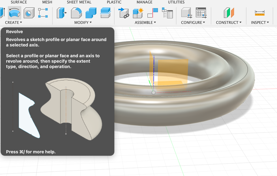 REVOLVE - zamykanie wokół osi.