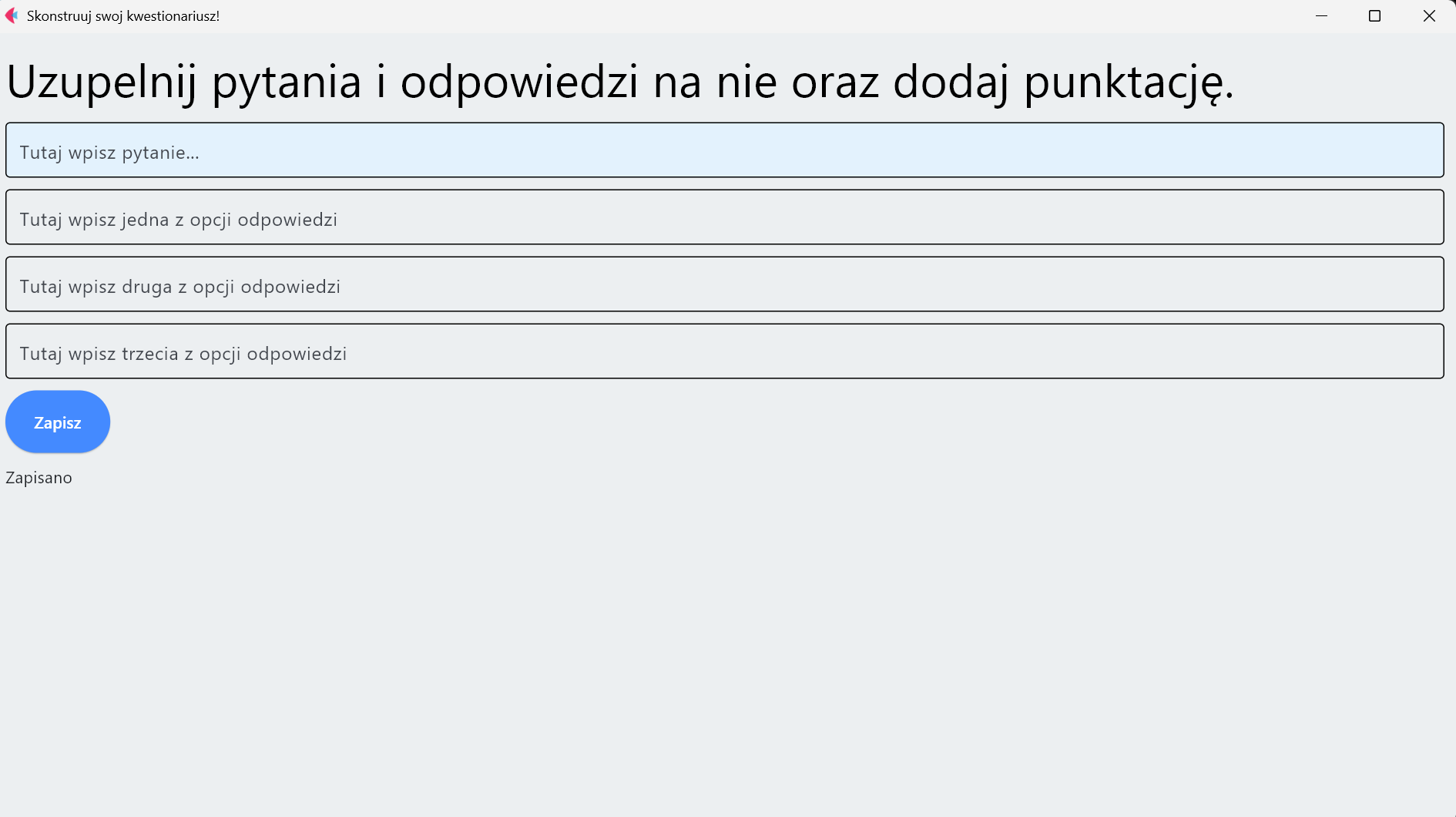 Flet - UI z polami do budowy kwestionariusza