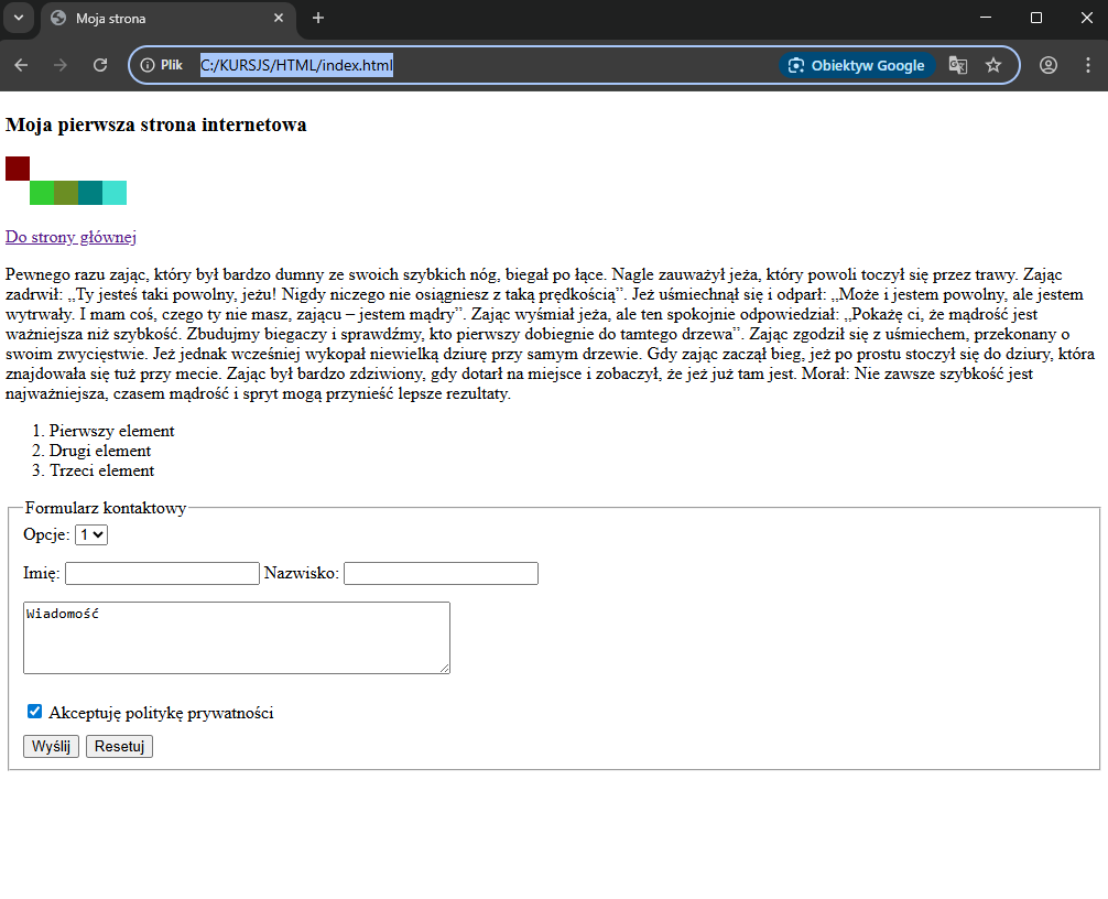 Pierwsza strona w HTML